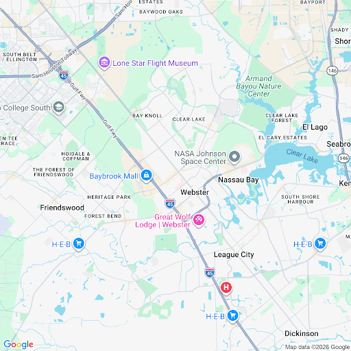 Map of the area around 301 W Bay Area Blvd, Webster, TX 77598